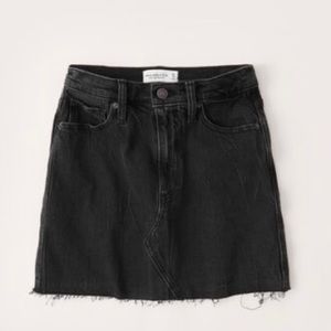 Black Distressed Denim Miniskirt / Jean Skirt